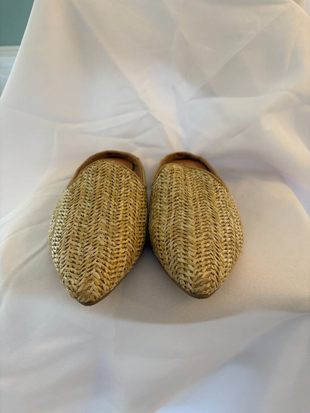 Serra Beige Rattan Slip on Mules Size 7